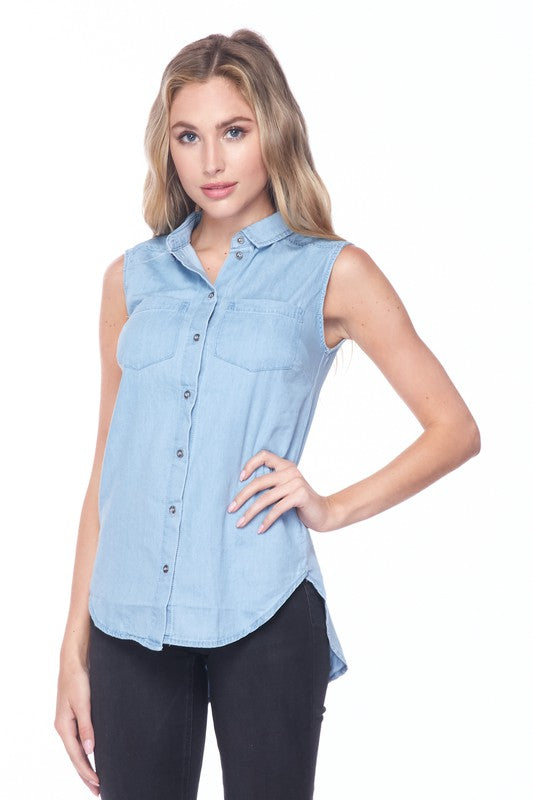 THE CHAMBRAY TOP