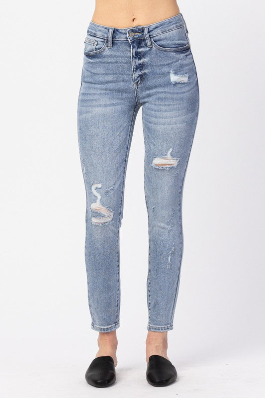 MINIMAL DISTRESSED SKINNY JEANS