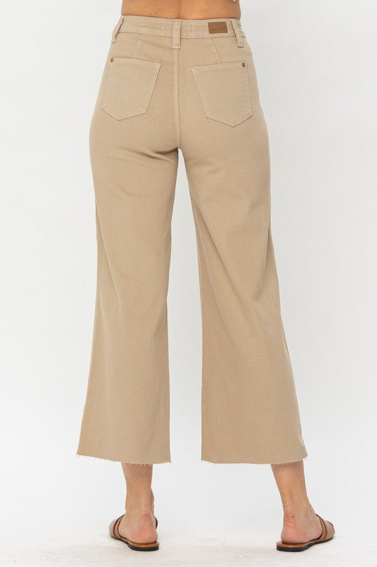 JUDY BLUE HIGH WAIST KHAKI CROP WIDE LEG