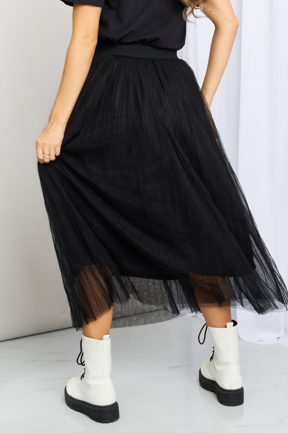 Zenana Full Size Pleated Lined Tulle Skirt