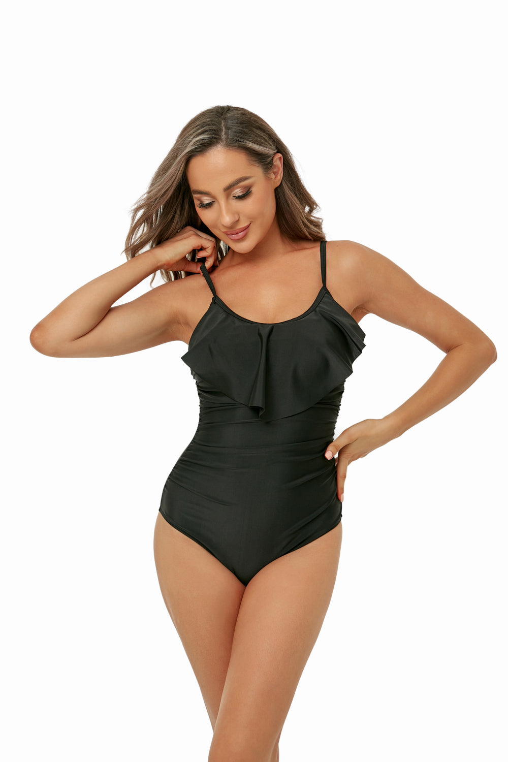 Ruffled Adjustable Strap One-Piece Swimsuit