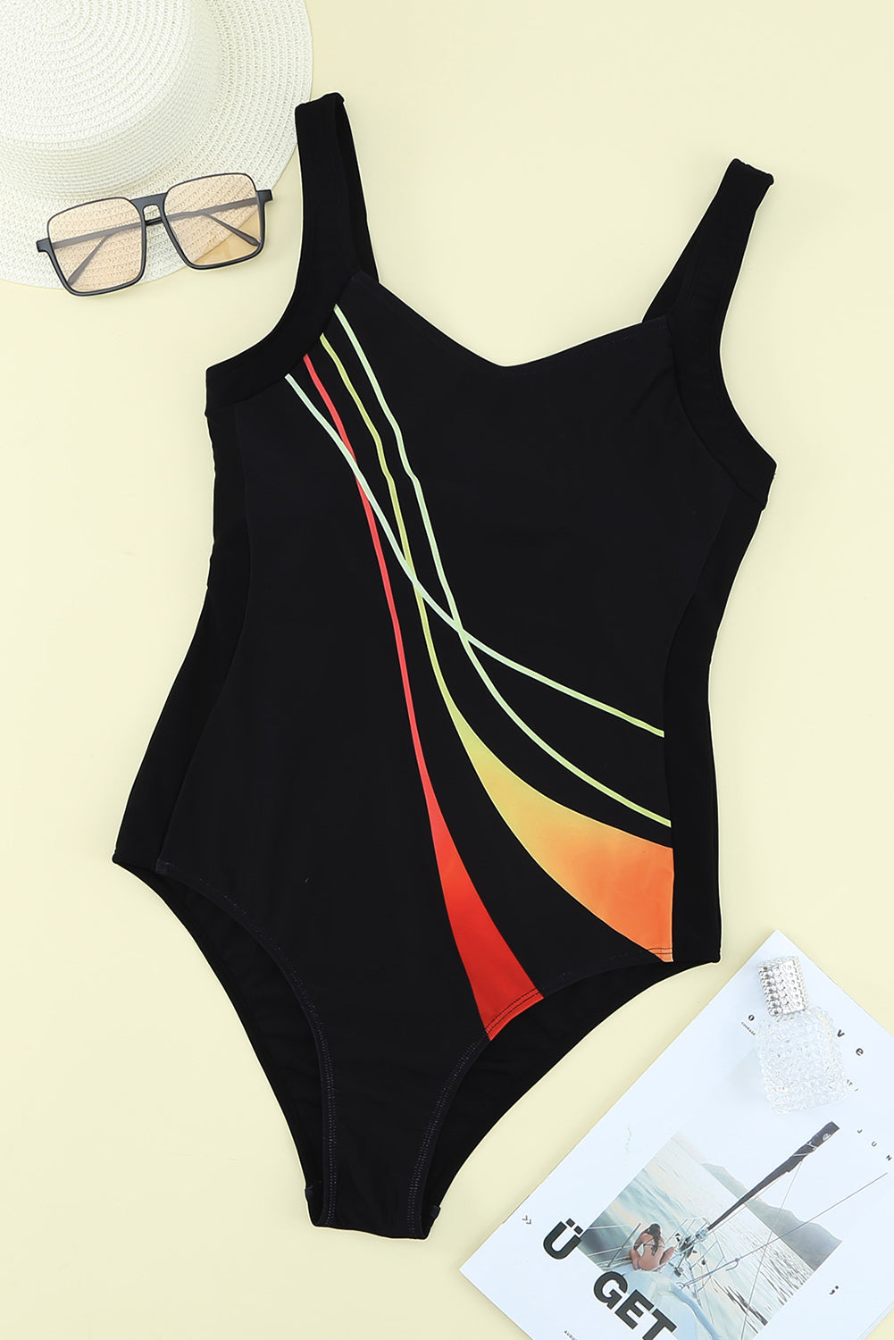 Striped Sleeveless One-Piece Swimsuit