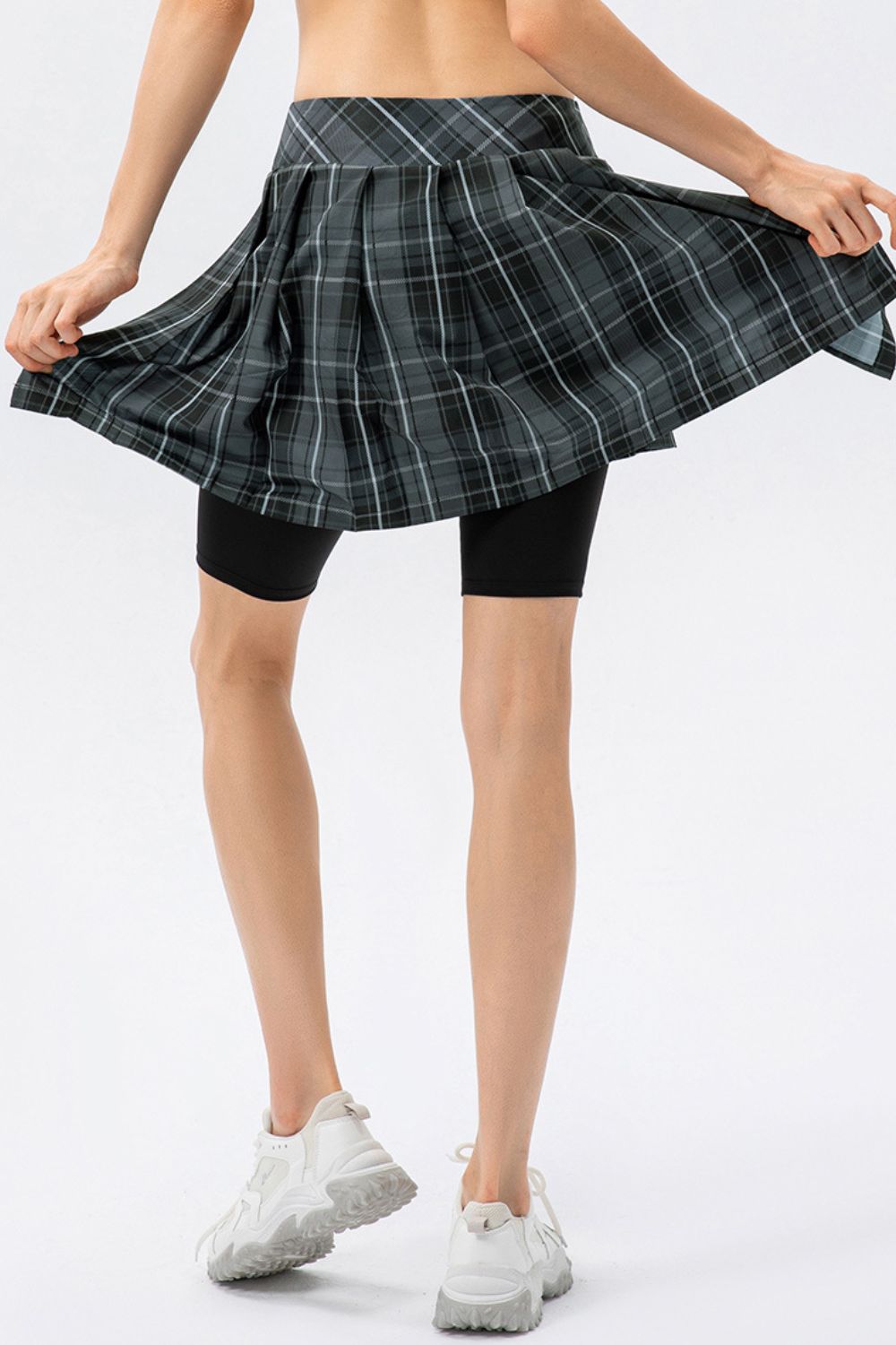 Plaid Faux Layered Sports Culottes