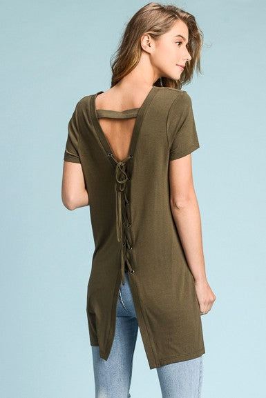 THE LACE UP BACK SLIT TEE