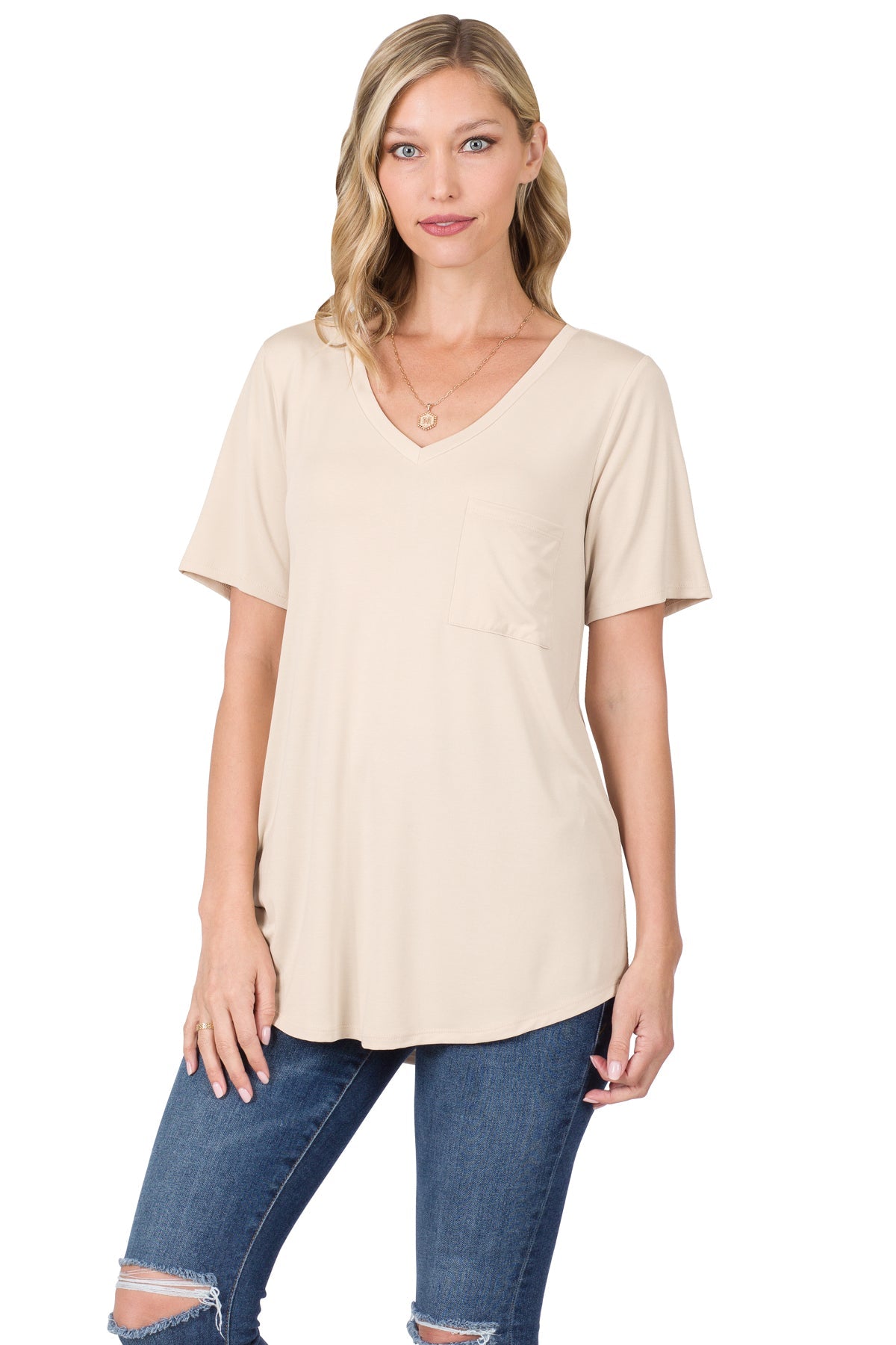 FRONT POCKET TOP-BEIGE