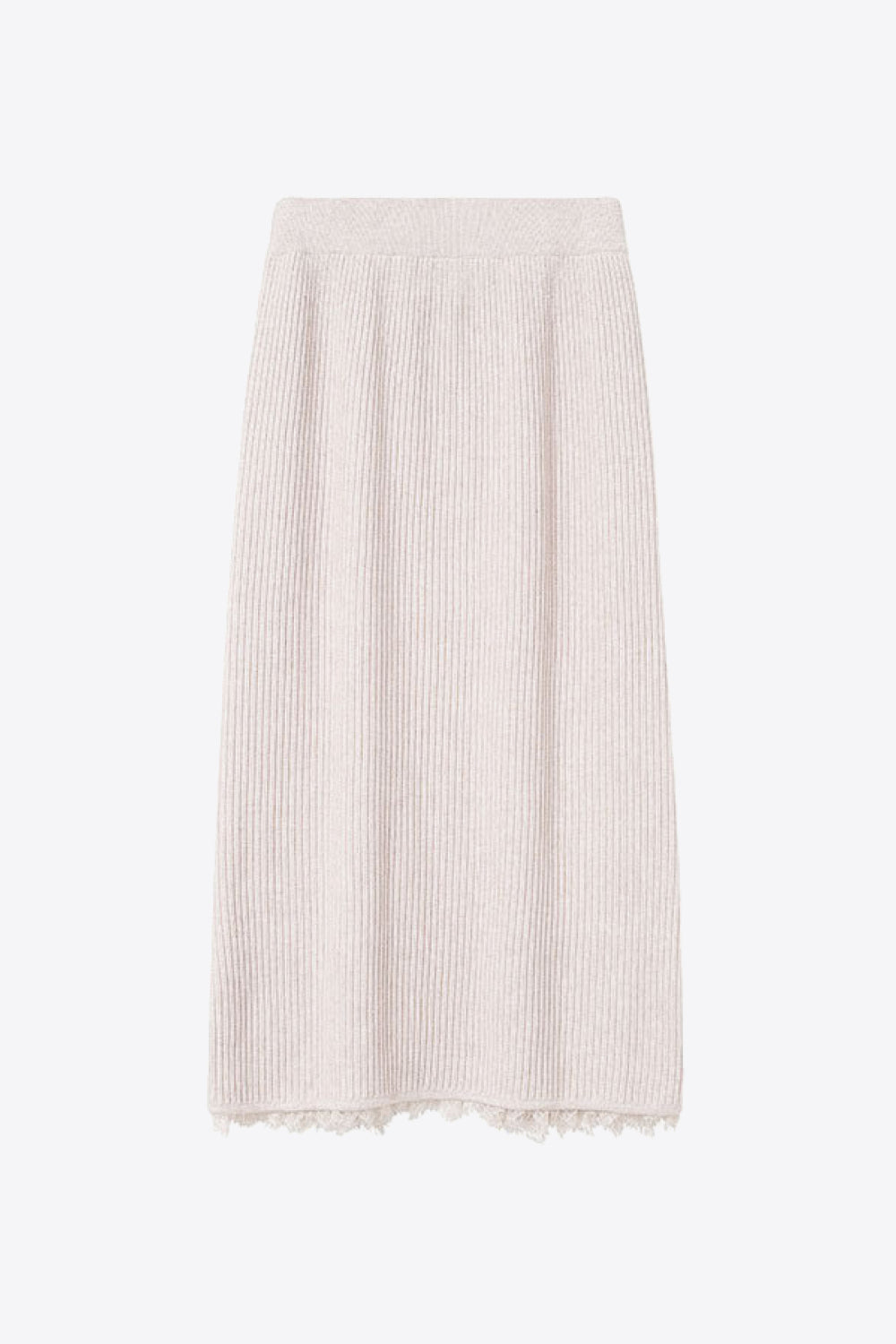 Lace Trim Rib-Knit Skirt