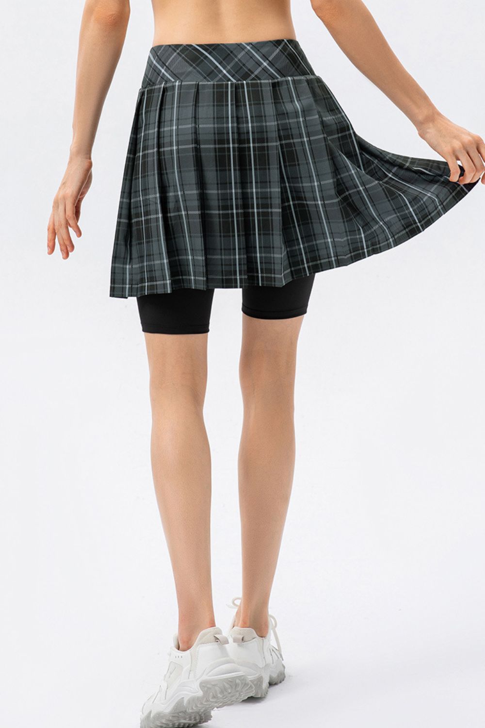 Plaid Faux Layered Sports Culottes